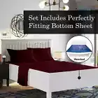 Luxury Bed Sheet Set Super Soft Egyptian Cotton Attached Waterbed Wine Solid