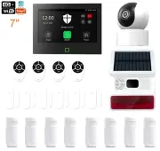 4G+Wifi 7" Wireless Home Security DIY House Alarm System + Wifi IP Camera