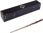 Cottage Garden Handcrafted Woodgrain Pink Flower Wand and Magic Wand Box 2 Piece Set, Black