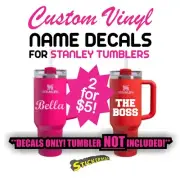 Custom Vinyl Lettering Name Decal Sticker for Stanley Yeti RTIC or Any Tumbler