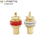 EIZZ 24K Gold Plated Brass Female RCA Jack Connector Socket Panel Mount Hifi DIY
