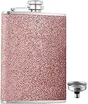 Liquor Hip Flask - 8oz Hip Flask Stainless Steel Alcohol Flask with Funnel - Glitter Leak-Proof Liquor Flask Portable Drinking Pot for Women & Men