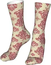 [CSIVKEJ] Crew Socks Comfort Casual Athletic Multi Design Socks For Women Men, Floral 18, One Size, Floral 18, One size