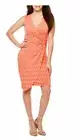 Womens Elegant Dress Wedding Guest Dress Cocktail Dress V-Neck Party Dress Coral