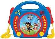Lexibook RCDK100PA Paw Patrol Chase Marshall Nickelodeon-Karaoke CD Player with 2 Microphones, Programming Function, Headphones Jack, for Kids, with Power Supply or Batteries, Blue/Red