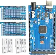 MEGA2560 R3 Board ATmega2560 and 2-Pack Prototyping Breadboard Shield for DIY Projects and Prototyping Compatible with Arduino IDE