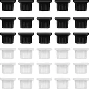 SING F LTD 50PCS Silicone Micro USB Port Caps Covers Anti Dust Plugs Protector 6.5mmx2.3mm Computer Ports Accessories (25PCS White & 25PCS Black)