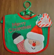 BABY ESSENTIALS GREEN CHRISTMAS TERRYCLOTH BIB NEW WITH TAGS