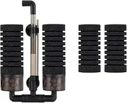 Hygger Aquarium Double Sponge Filter, Comes with 2 Spare Sponges, 1 Bag of Bio Ceramic Media Balls, Quiet Submersible Foam Filter for Fresh Water and Salt-Water Fish Tank (M)