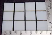 0113.50 LOT OF 12 OPAQUE WHITE 1" x 1" BULLSEYE THIN GLASS 90 COE