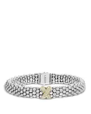 Lagos Sterling Silver 18K Gold Diamond Embrace Rope Bracelet