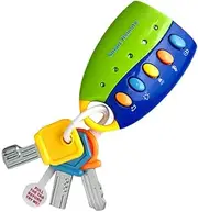 Sanwooden Toy Gift Musical Car Key Toy Colorful Baby Toy Smart Remote Sound Musical Car Key Keychain Pretend Education Toys for All Ages