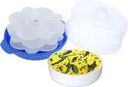 Kuber Industries Plastic Big Idli Cooker, Idli Steamer, Dhokla Maker Combo Set for Microwave with 3 Idli Moulds and 1 Dhokla Pan (Blue) - Ctltc44401