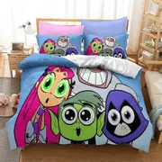 a2432 Bed Sheets Cartoon Teen Titans Go Bedding Set Boys Girls Duvet Cover Pillowcase Bed Kids Adult Home Textileextile3-Piece Bedding Set (1 Duvet