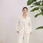 Brunello Cucinelli Women's Spring Elegant Set New Linen Suit + Vest + Trousers