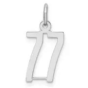 Sterling Silver Silver/Rhodium-Plated Elongated Number 77 Charm