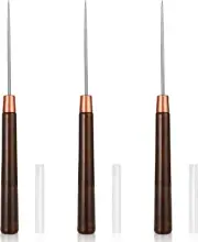 3PCS Wooden Handle Scratch Awl Tool for Craft Repair Sewing, Leather Sewing Awl