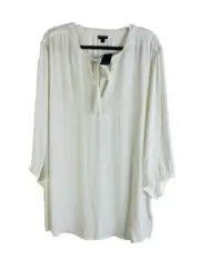 New Torrid Tie Neck Peasant Blouse Top Shirt White Womens 6XL