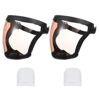 Black Full Safety Face Shields with 2Pcs Brown Lens & 20Pcs Filter Gaskets