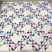 Handmade Twisted Ladder Cotton Fabric Patchwork quilt top/topper 86x86"