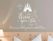 Custom Name Little Princess Once upon a Time there Nursery WALL Sticker Decal