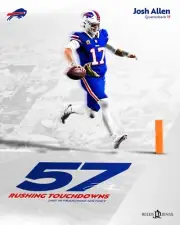 Josh Allen 57 Rushing Touchdowns Collage Buffalo Bills 8x10 NFL Football Photo
