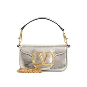 [Valentino Garavani] Valentino Garavani-Platinum Leather Small Locò Shoulder Bag-Donna OS OS