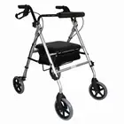 Aluminum Foldable Rollator Walking Frame Outdoor Walker Aids Mobility Silver Re