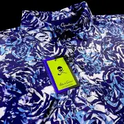 Robert Graham Performance Abstract Rose Print Polo Shirt Purple XL $128