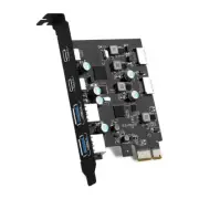 6 Port USB PCIe Card PCIE to Type C USB Expansion Card Connectors Front Panel