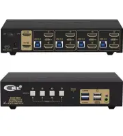 4 Port USB 3.0 KVM Switch Dual Monitor HDMI 4K 60Hz, Keyboard Video Mouse Periph