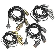 Kingso E27 E26 Edison Socket Vintage Style Pendant Light Cord Dimmer With Lamp Switch AC 110-220V 24 BLACK