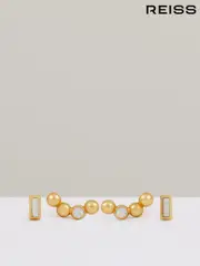 Reiss Gold Tone Mina Micro Baguette And Crystal Stud Earrings Set (F27988) | $95