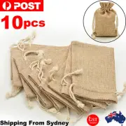 UP 100PCS Small Bag Natural Linen Pouch Drawstring Burlap Jute Sack Jewelry Gift