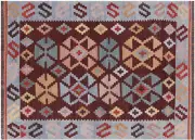5' 3" X 7' 2" Flat Weave Kilim Wool On Wool Rug - P179