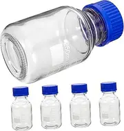 NOLITOY 4 pcs Graduated Glass Bottles with Screw Caps Transparent Empty Storage Bottles for Laboratories and Chemical Institutes Capacity