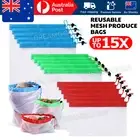 15 Pcs Reusable Produce Bags Black Rope Mesh Vegetable Fruit Toys Storage Pouch