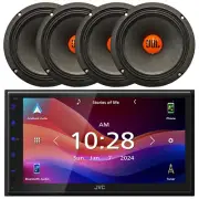 JVC Single-DIN Bluetooth Receiver, 4x 6.5" 300W Max Midrange Woofer Car Speakers