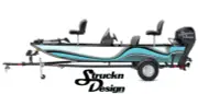 Cyan Blue Waved Curved White Fishing Boat Wrap Abstract Fish Decal US Vinyl