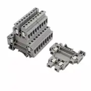 10Pcs UKK5 DIN Rail Mount Double-level Terminal Block 600V 32A 28-10AWG Gray