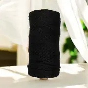 3MM 3Ply Macrame Cord | BLACK | 100% Pure Cotton Soft Rope Melbourne Australia
