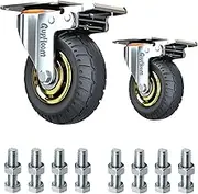 GupHoom Heavy Duty 360 Degrees Swivel Industrial Plate 3Inch Rubber Casters with Brake No Noise Wheels Set of 2 for Cart, Furniture with Brake
