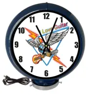 I Love Guitar Music Dark Blue Lighted Gas Pump Globe Advertising Style Clock