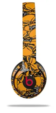 Skin Wrap for Beats Solo Wireless 2 3 4 Scattered Skulls Orange SKIN ONLY