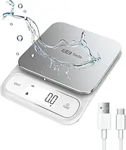 [TADA] 11lb Food Kitchen Digital Scale with 0.01oz/0.1g Precision IPX6 Waterproof, Type-C Charging, Ounces and Grams for Weight Loss, Cooking, Baking (White)