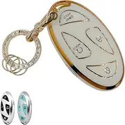 for Hyundai Key Fob Cover with Keychain, White Soft TPU Key Case Shell Full Protection for Hyundai 2024-2025 Tucson Elantra Santa Fe Kona Sonata IONIQ Smart Remote Key (for Hyundai C)