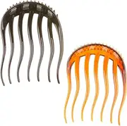 Hair Comb Pack of 2 Plastic Side Hair Twist Comb French Twist Comb Hair Clips with Teeth for Hair Styling Accessories for Women and Girls (Black & Brown)