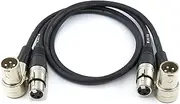 WJSTN 2ft/2 Pack Right-Angle Male to Straight Female XLR Audio Cable, Black/Silver, 3-Pin, Braided Shield, Ideal for Live Performances, Recording, Microphones, Mixers, Speakers