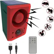 HULPPRE Solar Outdoor Motion Sensor Alarm-Dog Barking&Gunshot Medium, Red