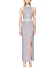 Herve Leger Halter Eyelash Knit Gown